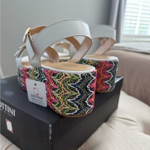 NEW Lottini Multicolor Leather Platform‎ Sandals Size 9.5 - Picture 7 of 11